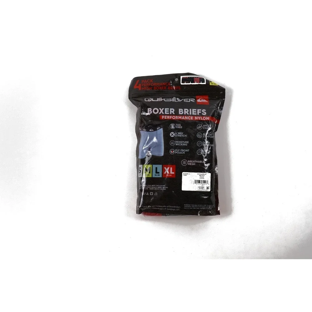 Quiksilver Boxer Briefs 4 Pack Performance Mesh Black Red Medium Nylon NWT